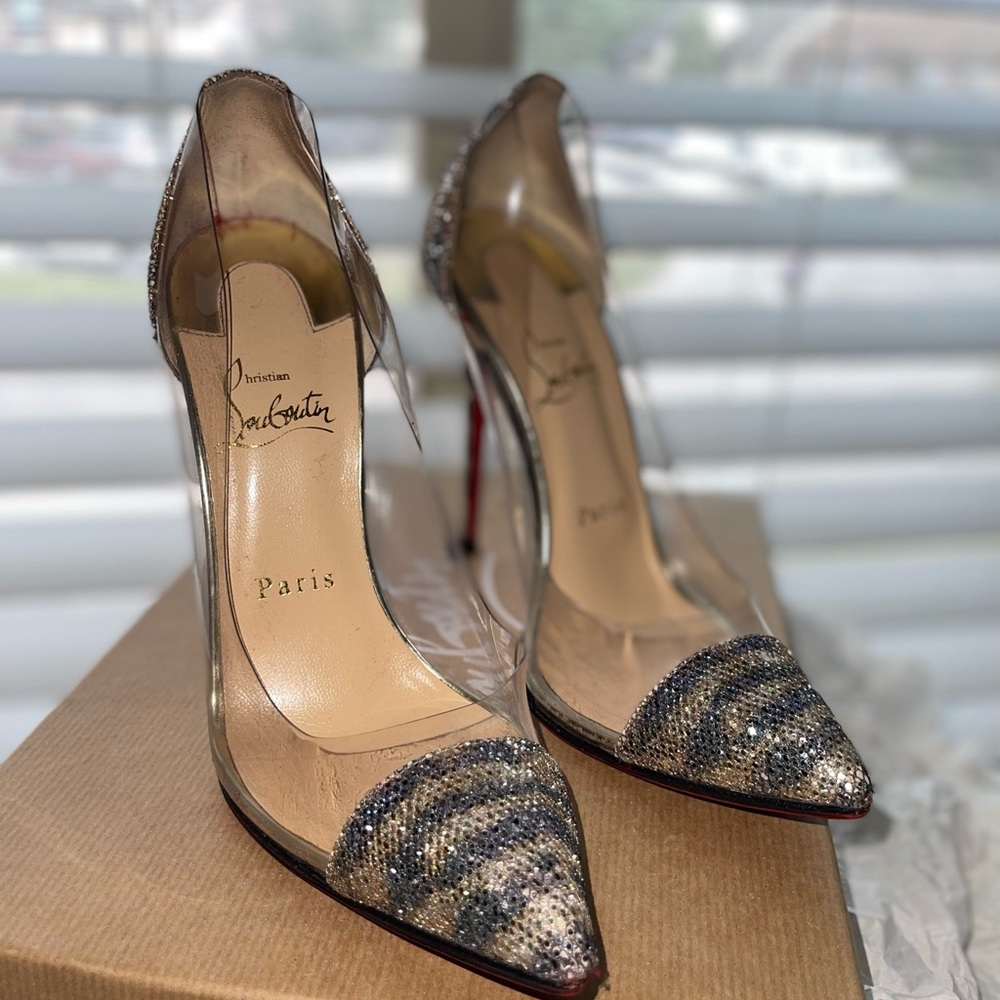 Christian Louboutin DEBOUT 7.5 Glitter PVC